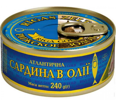 Сардина атлантична в олії Ризьке золото 240 г