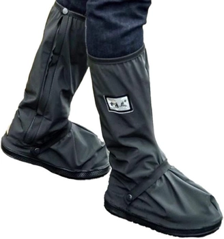 Бахилы для обуви от дождя, снега, грязи ХL (32 см) висота 40 см сверху резинка на кнопке Черный (n-10124)