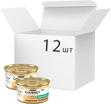 Влажный корм для кошек Purina Gourmet Gold Нежные биточки с индейкой и шпинатом 12 шт по 85 г (7613035442252)