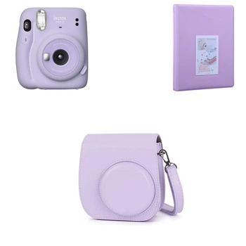 Камера моментальной печати Fujifilm Instax Mini 11 Purple / Чехол фиолетовый / Фотоальбом фиолетовый на 64 снимка