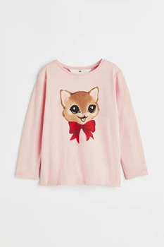 Реглан для дівчинки світло-рожевий Котик H&M 92см (400091566)