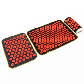 Масажний килимок Аплікатор Кузнєцова + міні килимок + валик масажер для спини/шиї/ніг OSPORT Set №1 (n-0005) Чорно-червоний
