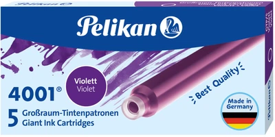 Набор чернильных картриджей для перьевых ручек Pelikan 4001 Violet 5 шт длинные Фиолетовые (310664)
