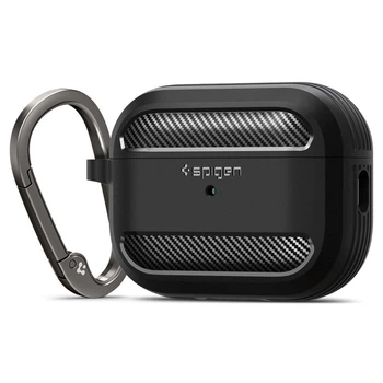 Чехол с карабином Spigen Rugged Armor для AirPods Pro 1 | 2 Matte Black (ACS05482)