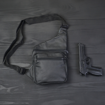 Сумка для скрытого ношения оружия оружейная сумка из натуральной кожи Черная