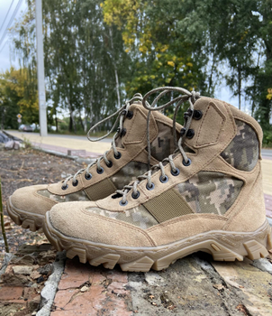 Берцы летние короткие облегченные, обувь для военных KROK BU01, 47 размер, хаки, 01.47