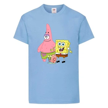 Футболка детская Спанч Боб 1 (Sponge Bob) светло-голубая 140 см