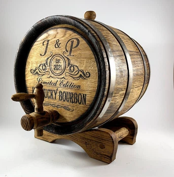 Дубовая бочка Barrels «J&P Kentucky Bourbon» из колотого дуба для виски обручи нержавеющая сталь 10 л