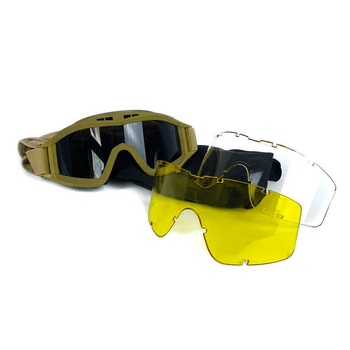 Тактические защитные очки-маска со сменными линзами койот 303 універсальні