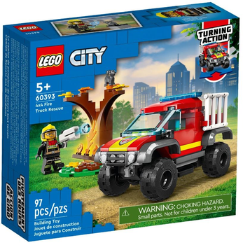 Zestaw klocków LEGO City Wóz strażacki 4x4 – misja ratunkowa 97 elementów (60393)