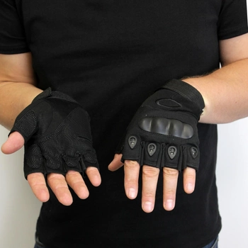 Рукавички військові, Тактичні рукавички для самооборони, Літні військові рукавички без пальців Чорні (L)