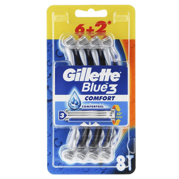 Станки для гоління Gillette Blue 3 Comfort одноразові чоловічі 6+2 шт
