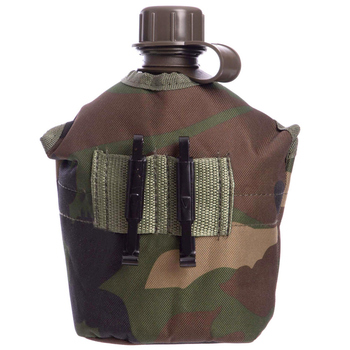 Тактична військова фляга з котелком у чохлі Zelart 4834 Camouflage Woodland