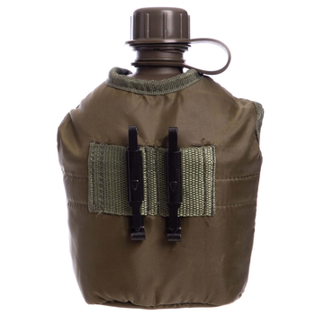 Тактична військова фляга з котелком у чохлі Zelart 4834 Olive