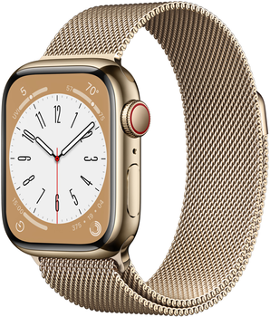 Smartwatch Apple Watch Series 8 GPS + Cellular 41mm Gold Stainless Steel Case with Gold Milanese Loop (MNJF3)