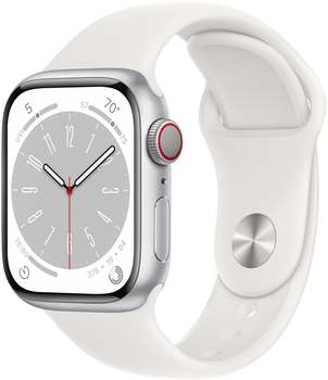 Smartwatch Apple Watch Series 8 GPS + Cellular 41mm Silver Aluminium Case with White Sport Band (MP4A3)