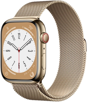 Смарт-годинник Apple Watch Series 8 GPS + Cellular 45mm Gold Stainless Steel Case with Gold Milanese Loop (MNKQ3)