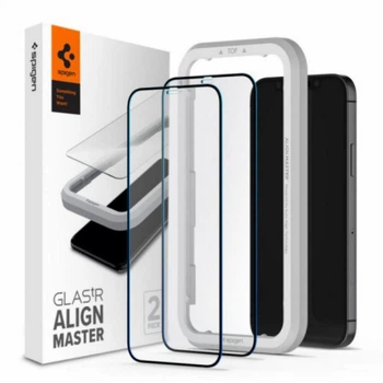Защитное стекло Spigen Screen Protector EZ FIT Tempered Glass ALM FC (2pack) для iPhone 12 mini Black (AGL01812)