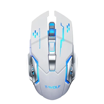 Мышь беспроводная с аккумулятором и подсветкой, бесшумная игровая T-Wolf Q13 2,4G