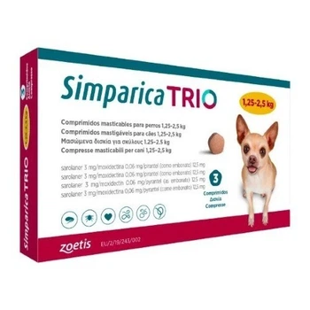 Симпарика ТРИО Zoetis 1,3-2,5 кг, 3 таб/уп
