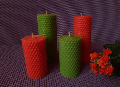 Набор восковых свечей с цветной вощины "морковно-оливковый" Zigrivay 4 шт (10020)