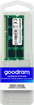 Оперативная память Goodram SODIMM DDR3L-1600 4096MB PC3-12800 (GR1600S3V64L11S/4G)