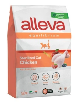 Полнорационный сухой корм Alleva Equilibrium Chicken Sterilized Cat – для взрослых стерилизованных кошек или кошек, живущих в домашних условиях, с курицей, 1,5 кг (8002754101172)