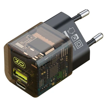 Сетевое зарядное устройство XO CE05 1USB/1Type-C PD30W+QC3.018W адаптер с Type-C кабелем
