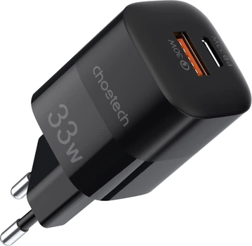 Мережевий зарядний пристрій Choetech PD5006-EU-BK 2 USB 33 Вт QC3.0/PD/PPS (PD5006-EU-BK)