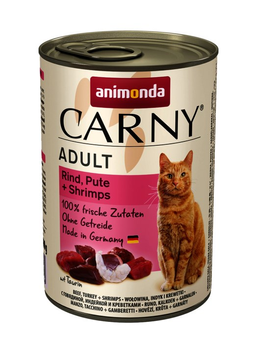 Вологий корм для кішок Animonda Carny Adult з яловичиною, індичкою і креветками 400 г (4017721837248)