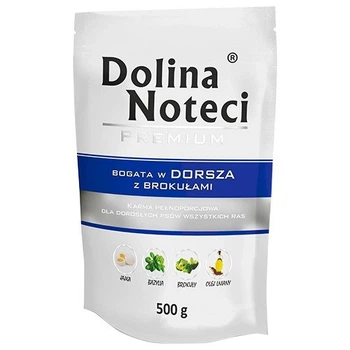 Mokra karma dla psów Dolina Noteci Premium z dorszem i brokułami 500 g (5902921300816)