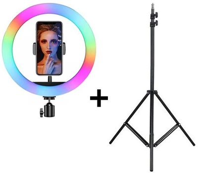 Кільцева LED-лампа діаметром 33 см RGB MJ, штативом 2 метри лампа для селфі