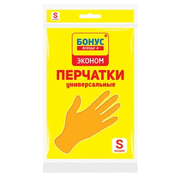 Перчатки хозяйственные Бонус Эконом резиновые размер S