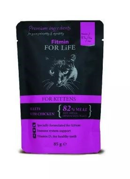 Комплексний корм для кошенят – філе курки в соусі Fitmin For Life cat pouch kitten chicken 85 г (8595237015153)