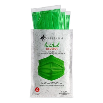 3-шарові ароматичні захисні маски Abifarm Herbal Fresh з ефірними оліями стерильні 5 шт