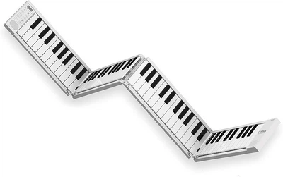 Портативный складной USB-MIDI-контроллер цифрового пианино с 88 клавишами ручной клади с аккумуляторной батареей. Цвет - Белый