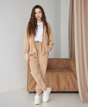 Костюм кофта штани футболка MiChell 5325 замша бежевий 146