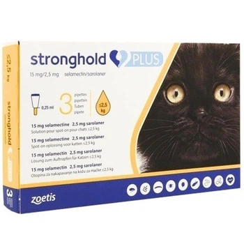 Стронгхолд Плюс Zoetis для кошек до 2,5 кг, 3 тубы/уп