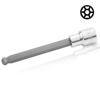 Головка с насадкой HEX 5 mm 140mm 1/2" с шаром TOPTUL BCSA1605