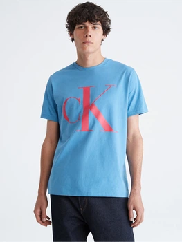 Футболка хлопковая длинная мужская Calvin Klein 978924671 S Синяя (1159776733)