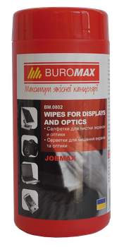 Очисні серветки Buromax для очищення екранів, моніторів і оптики 100 шт. (BM.0802)