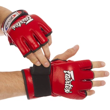 Перчатки для смешанных единоборств MMA кожаные FAIRTEX (р-р L, Красный) (FGV12_Красный_L)