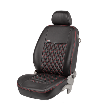 Авточохли на сидіння EMC-Elegant Eco Prestige для Mini Hatch III (F56) 2013-2018 хетчбек 3 дв. (Cooper S, USA) чорний з червоною ниткою