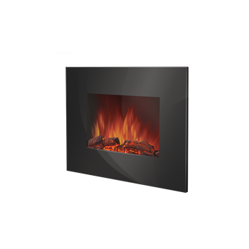 Электрокамин настенный Electrolux EFP/W-1100ULS с обогревом, прямым стеклом, реалистичным эффектом пламени, со звуком, дровами и белыми камнями, размер 660x520x95