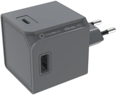 Мережевий зарядний пристрій Allocacoc USBcube Original PD 65 W Сірий (DH1253GY/EUPD65) (8719186042446)