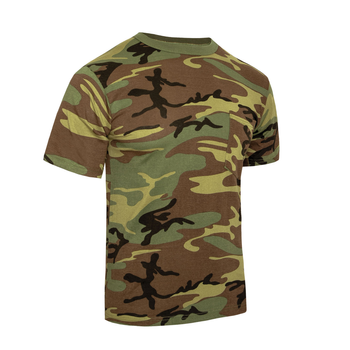 Футболка Rothco Woodland Camo T-Shirt з кишенею Камуфляж XL 2000000096674
