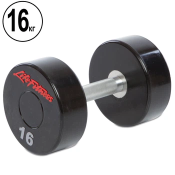 Гантель цільна професійна LIFE FITNESS (1шт) Pro 16кг (поліуретанове покриття, вага 16кг) (SC-80081-16)