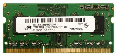 Пам'ять MICRON 2GB SO-DIMM DDR3 1600 MHz (MT8JTF25664HZ-1G6M1)