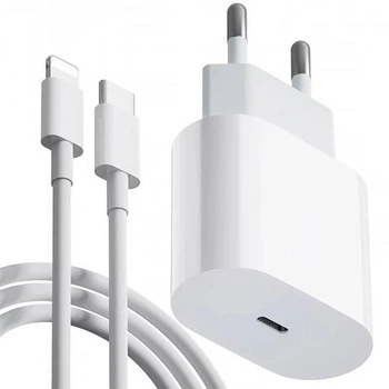 Комплект быстрой зарядки для Apple iPhone 8/X/11/12/13/14 Pro Max Сетевое зарядное устройство Блок Type-C 20W USB-C Power Adapter, Кабель зарядки 2М Type-C to Lightning (200 см)