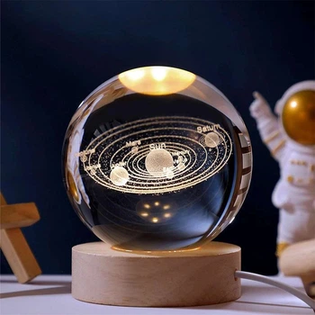 Декоративна 3D нічник кришталева куля "Сонячна система" (AS-88538)